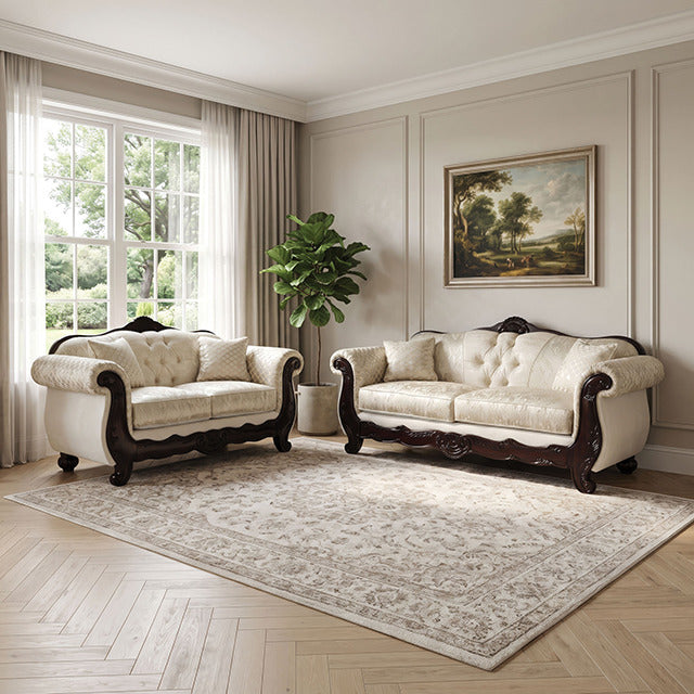 Frisina Oversized Sofa + Loveseat, Dark Cherry/Beige - view 10