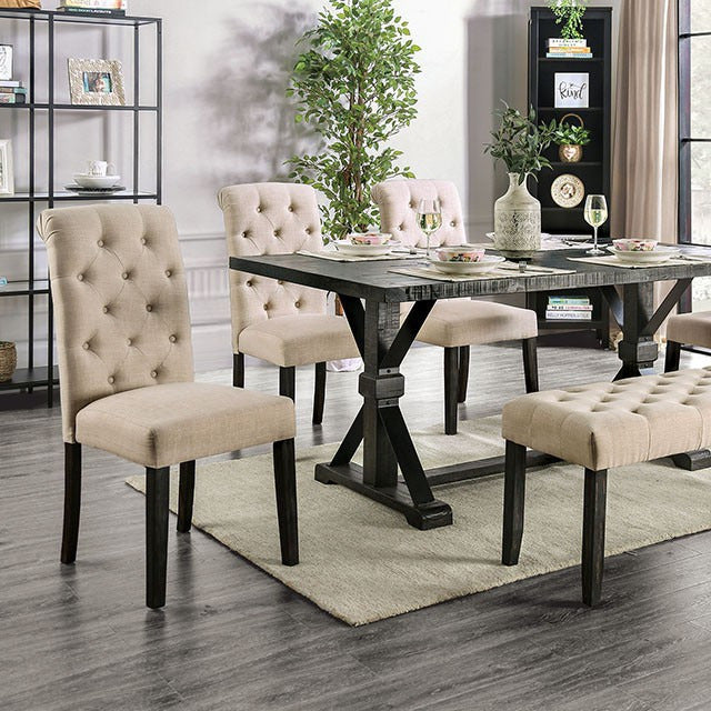 Alfred 6 Pc Dining Table Set W/ Bench, Antique Black