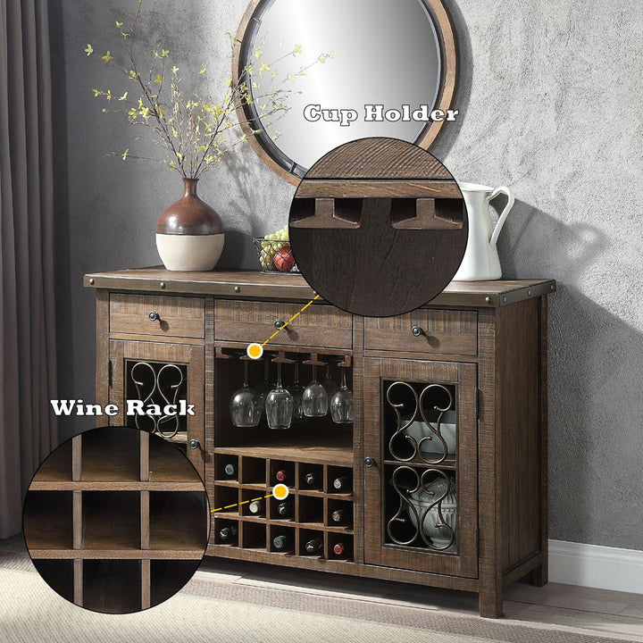 Raphaela Server with Cup Holder &amp; Wine Rack