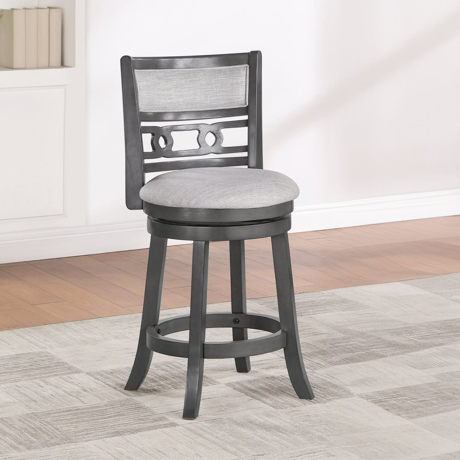 Gia 24" Swivel Counter Stool-Gray W/gray Fabric Seat