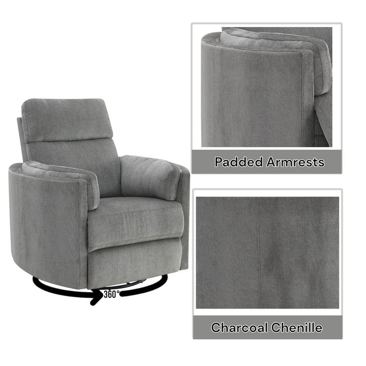 Sagen Recliner W/Swivel &amp; Glider – features callout