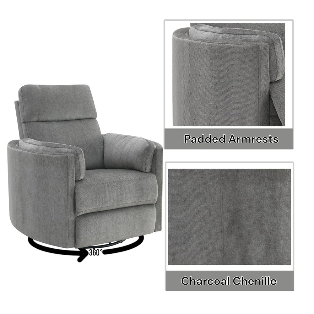 Sagen Recliner W/Swivel & Glider – features callout