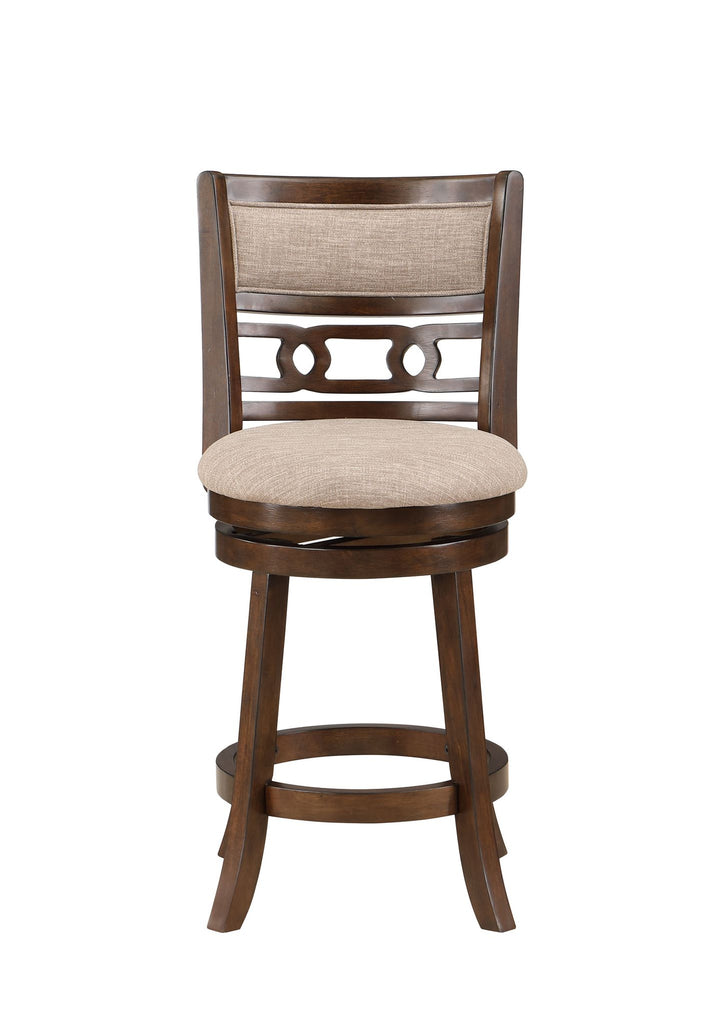 Gia 24" Swivel Counter Stool-Cherry W/brown Fabric Seat