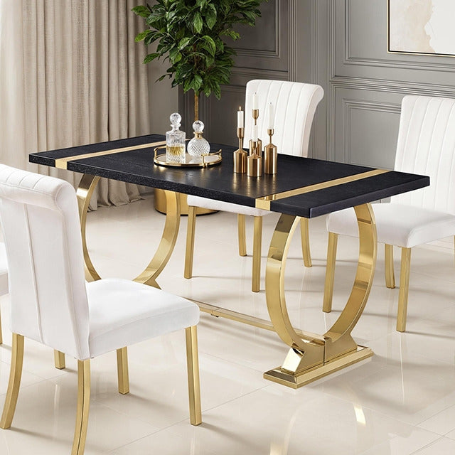 Horley 5 Pc. Dining Table Set, Black/Gold