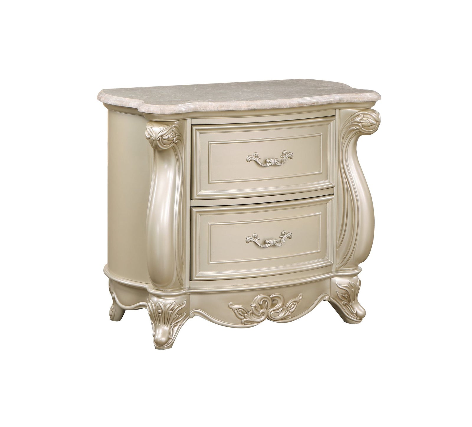 Monique Nightstand W/marble Top-Champagne