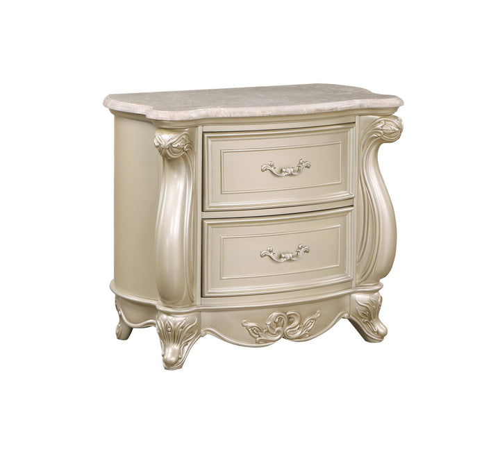 Monique Nightstand W/marble Top-Champagne