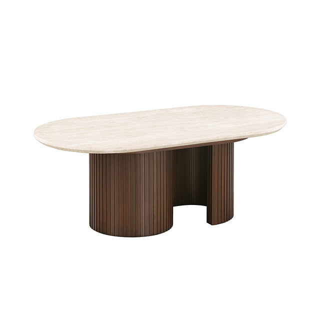 Alvik Coffee Oval Table, Light Beige/Walnut - view 9