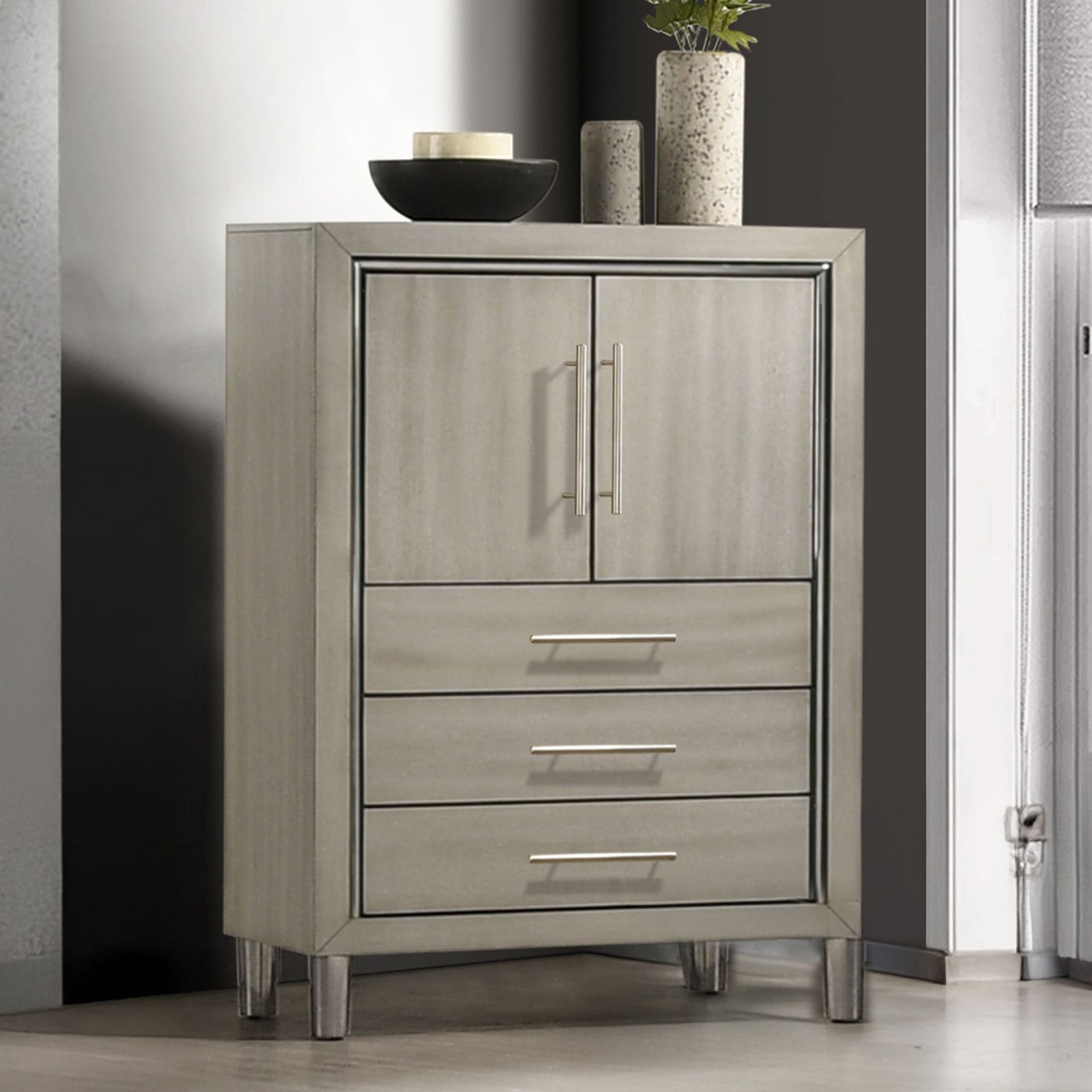 Lennox Door Chest With LED Light-Gray