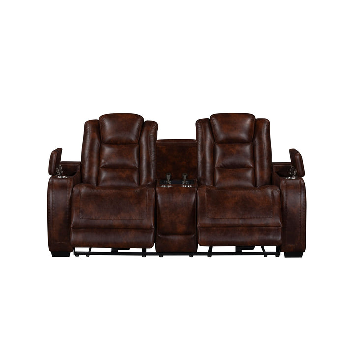Chester Reclining Console Loveseat W/pwr Hr &amp; Fr-Brown
