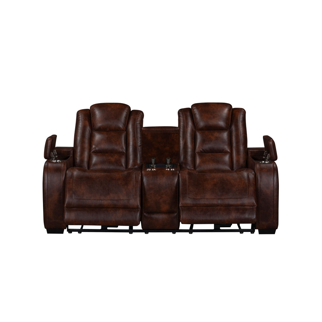 Chester Reclining Console Loveseat W/pwr Hr & Fr-Brown