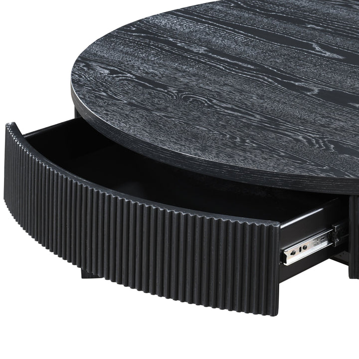 Tate Round One Drawer Coffee Table-Black