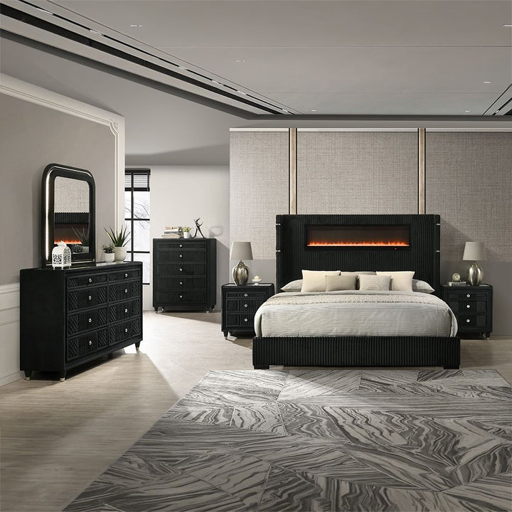 Garner Queen Bed w/Fireplace, LED, Reading Light, Speaker, Bluetooth &amp; USB – view 10
