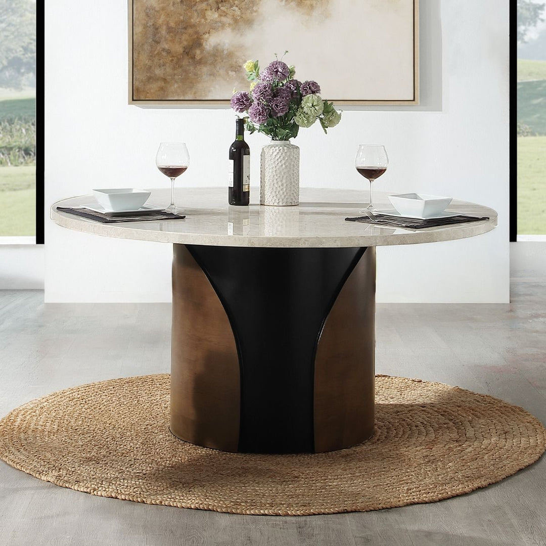 Rufina Round Dining Table w/Marble Top