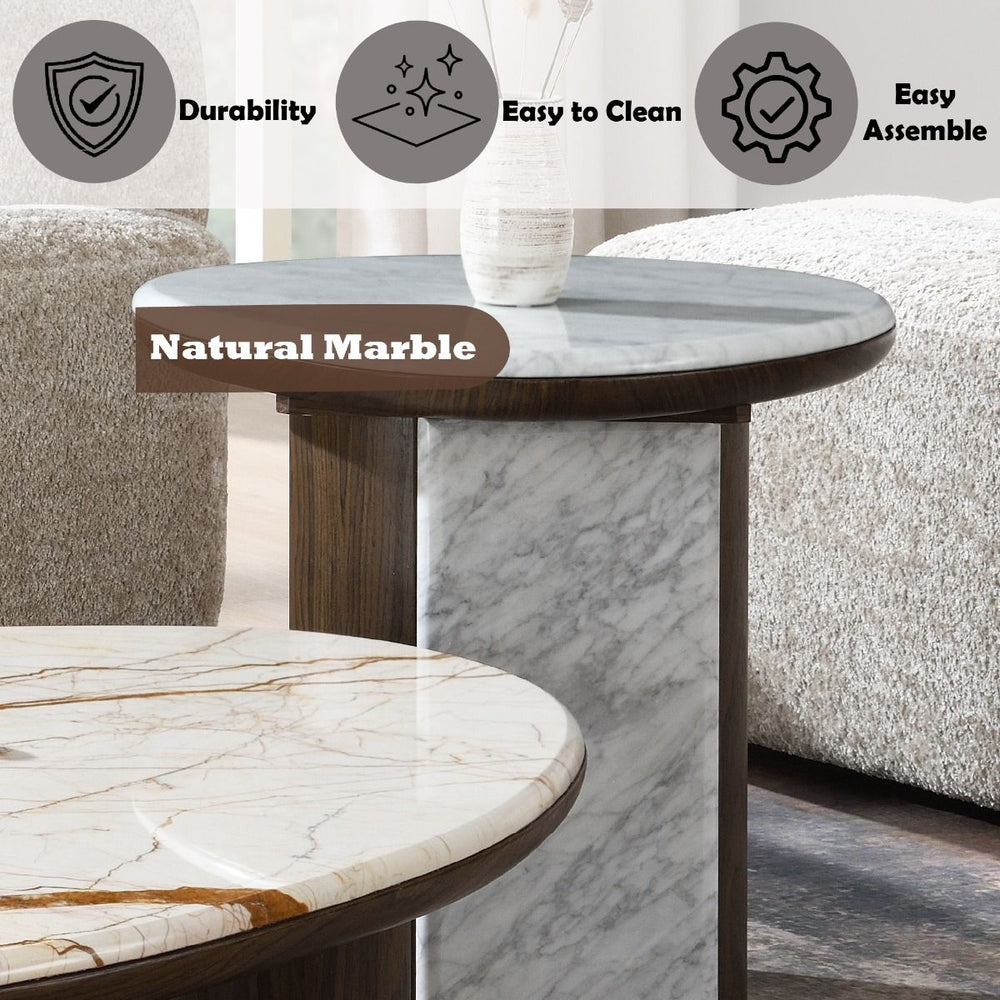Haidar End Table with Natural Marble