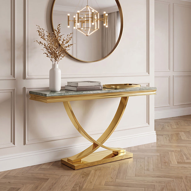Villarsglane Sofa Table, Gold/Green - view 5