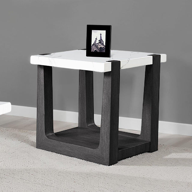 Sundbry End Table, Black/White