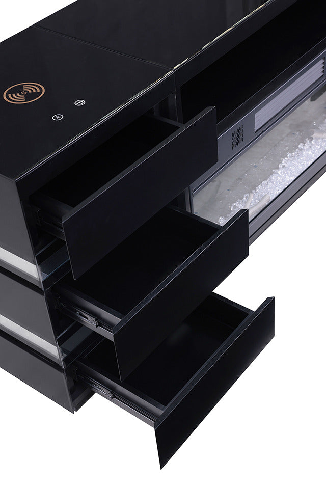 Terni Tv Stand W/ Fireplace, Black - view 7