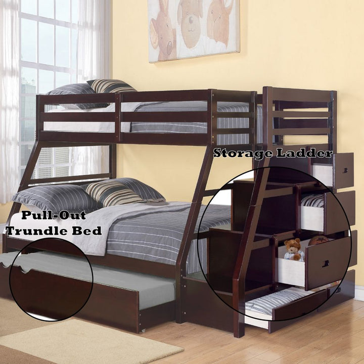 Jason Twin/Full Bunk Bed with Trundle &amp; Storage