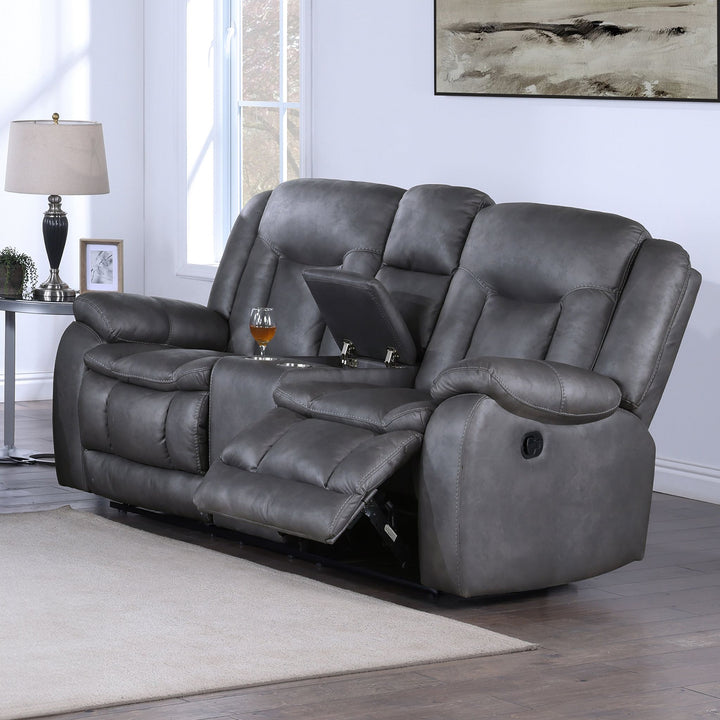Morello  Console Loveseat W/ Dual Recliners-Gray
