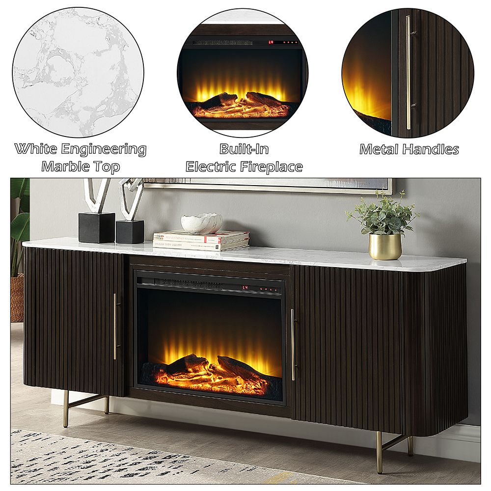 Clayten Server w/Marble Top & Fireplace – features callout