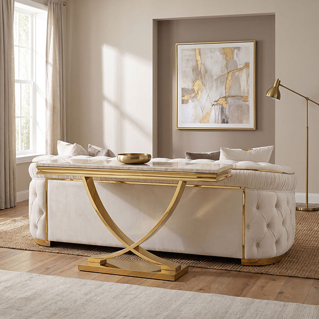Wettingen Sofa Table, Beige/Gold - view 4