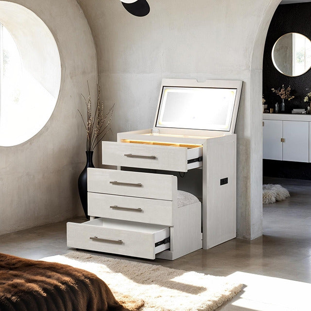 Ashbourne Bedside Vanity Set W/ Stool, White