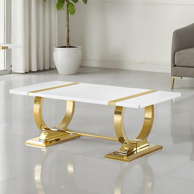 Horve Coffee Table, Gold/White - view 5