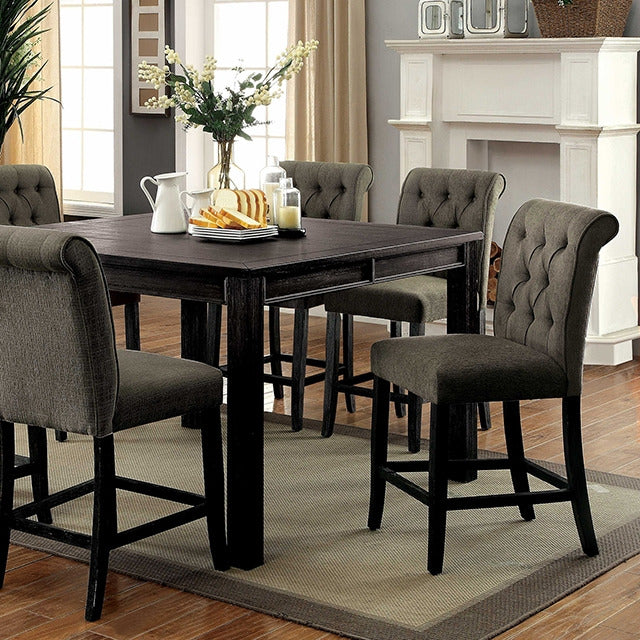 Sania 7 Pc Counter Ht Table Set, Antique Black