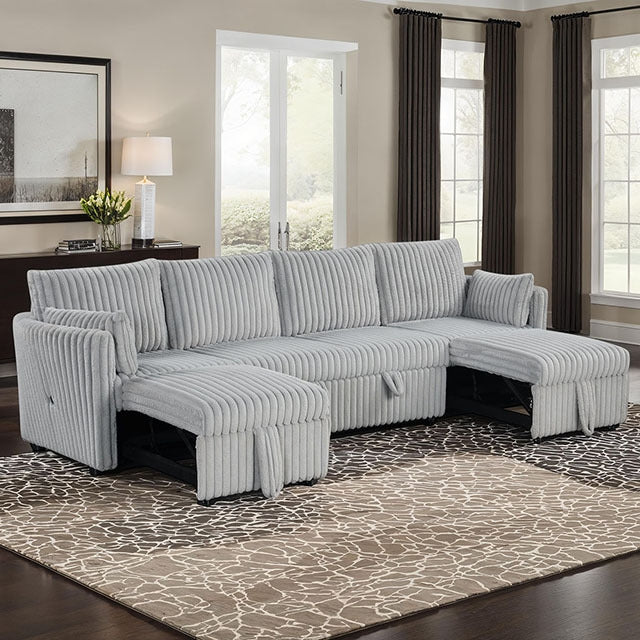 Denholme U-Sectional W/ Pull Out, Gray