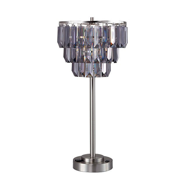 Meg Table Lamp, Black/Chrome