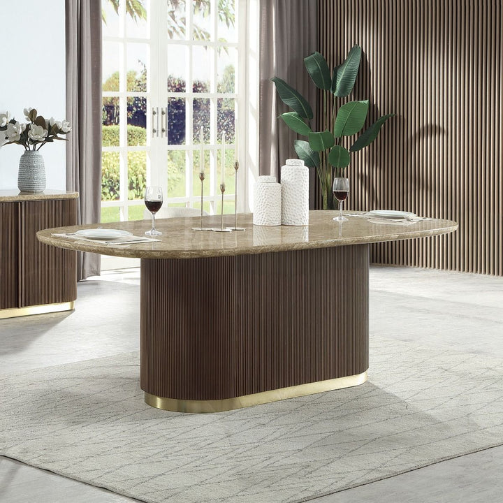Clayten Dining Table w/Natural Marble Top