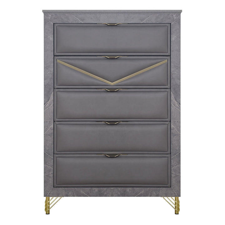 Symmetry 5 Drawer Chest-Charcoal