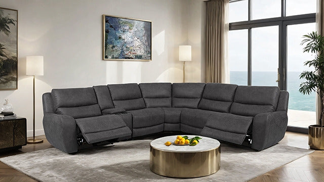 Demetrius Power Sectional, Granite Gray - view 2