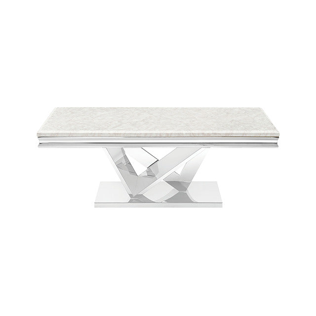 Villarsglane Coffee Table, Beige/Chrome