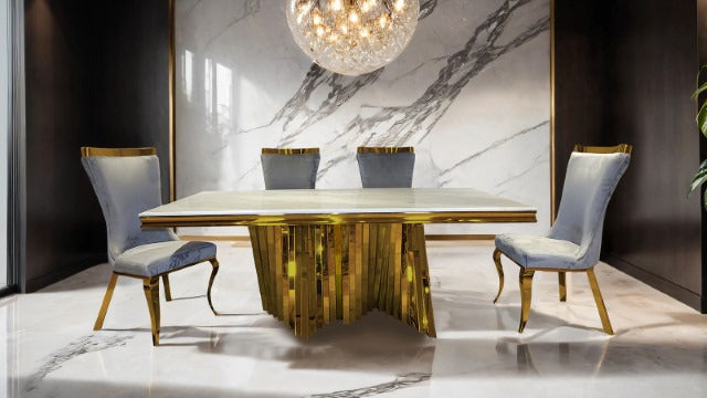 Basilicata Dining Table, Gold - view 3