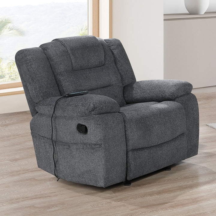 Redondo Glider Recliner W/heat And Massage-Dk Gray