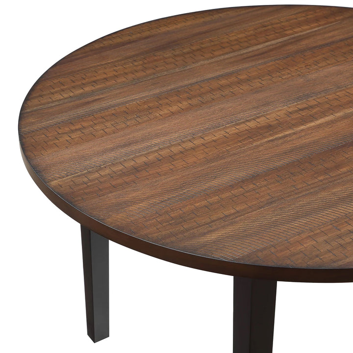 Potomac 48" Round Dining Table &amp; 4 Chairs-Brown/black