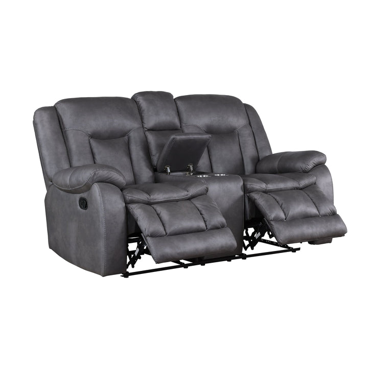Morello  Console Loveseat W/ Dual Recliners-Gray