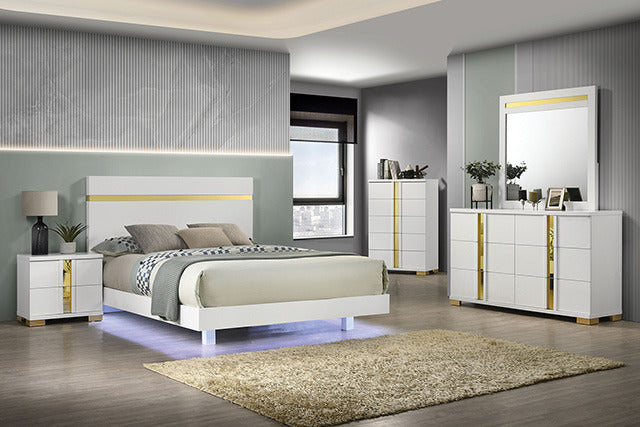 Lillestrom Nightstand, Gold/White - view 2