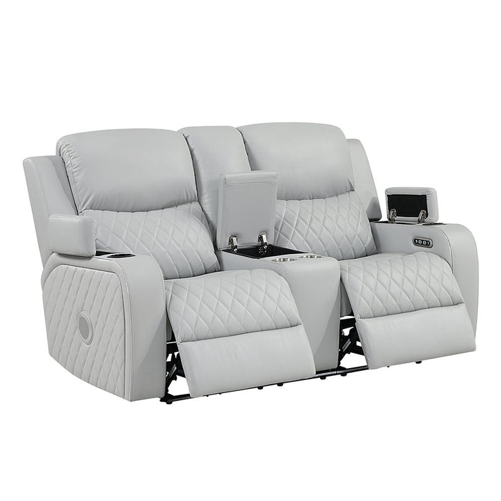 Elonzo Power Motion Loveseat w/Console, LED, Power Headrest &amp; Speaker – view 6