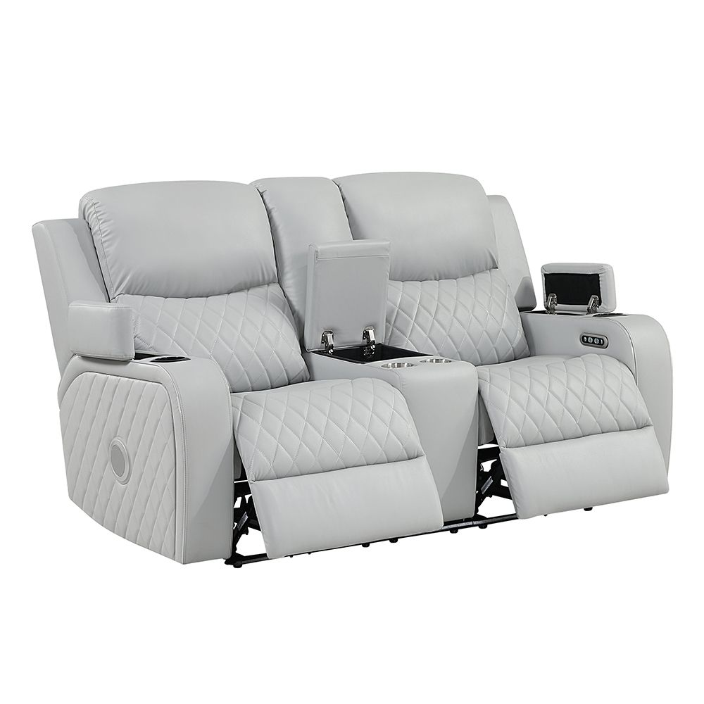 Elonzo Power Motion Loveseat w/Console, LED, Power Headrest & Speaker – view 6