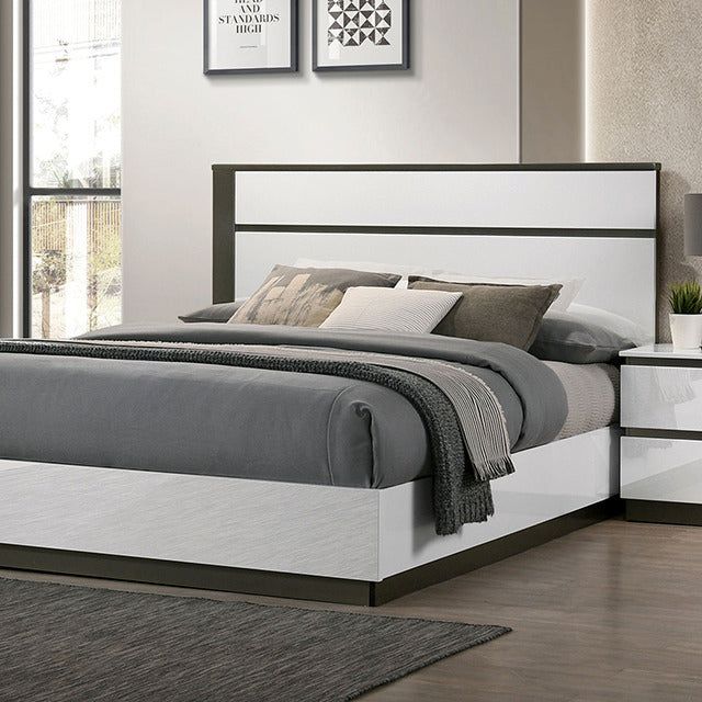 Birsfelden Bed, White/Metallic Gray