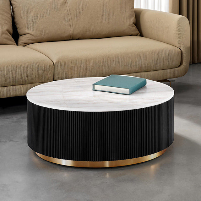 Virden Round Cocktail Table, Black/White/Gold - view 2