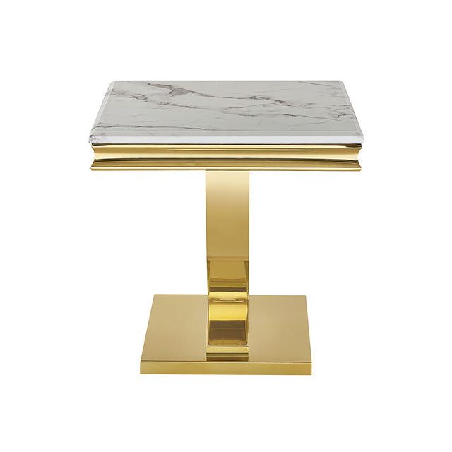 Wettingen End Table, Gold/White