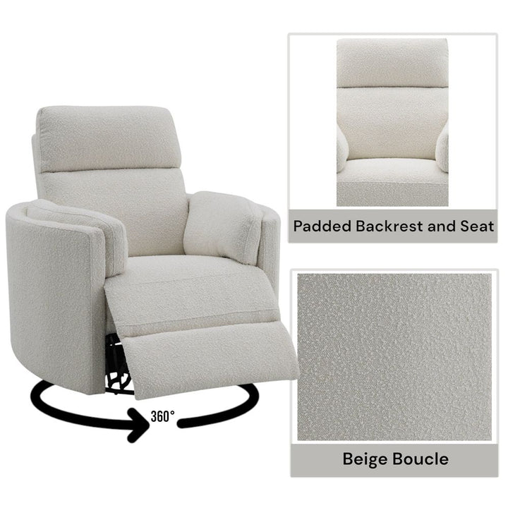 Sagen Glider Recliner W/Swivel – features callout