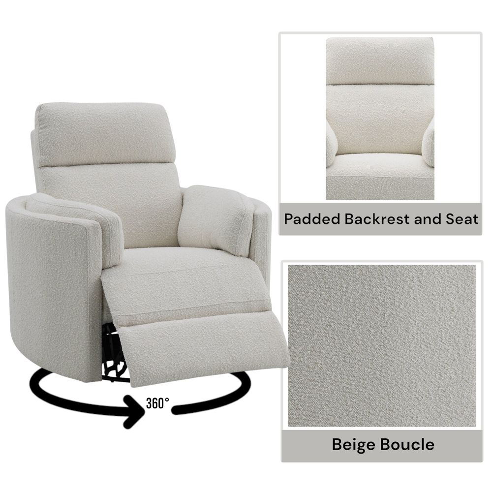 Sagen Glider Recliner W/Swivel – features callout