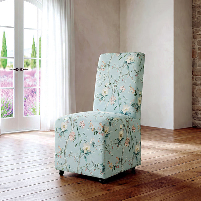 Durham Dining Chair W/ 4 Casters, Chinoiserie Pale Blue/Peach - view 6