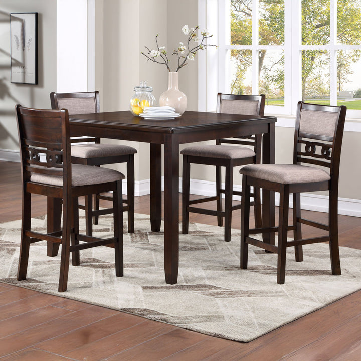 Gia 5 Pc 42" Square Counter Table &amp; 4 Chairs-Cherry
