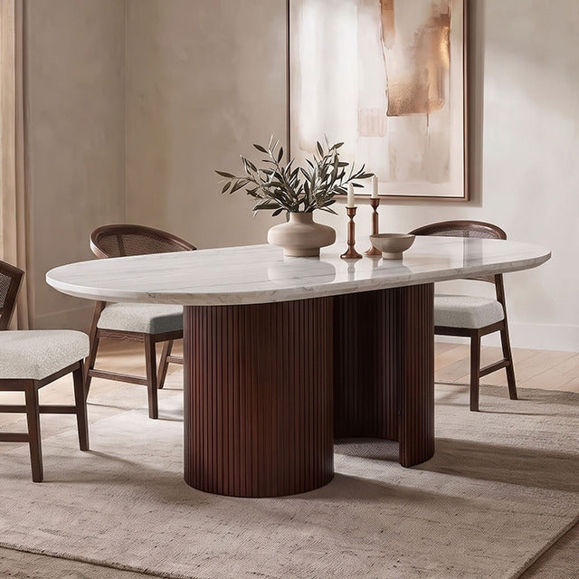 Narvik Oval Dining Table, White/Walnut - view 2