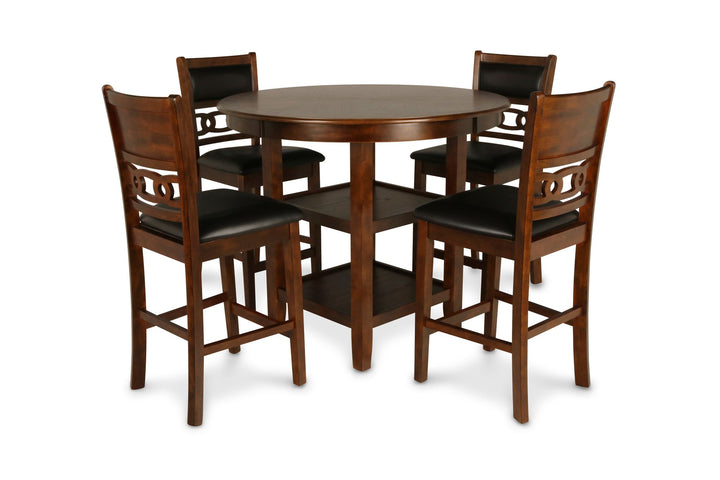 Gia 5 Pc 42" Round Counter Dining Table &amp; 4 Chairs-Brown